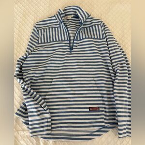 Blue and White Striped Men's Shirt